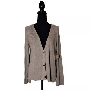 Dip Light Brown V-neck Botton Front Knit Cardigan Size Large B27#14